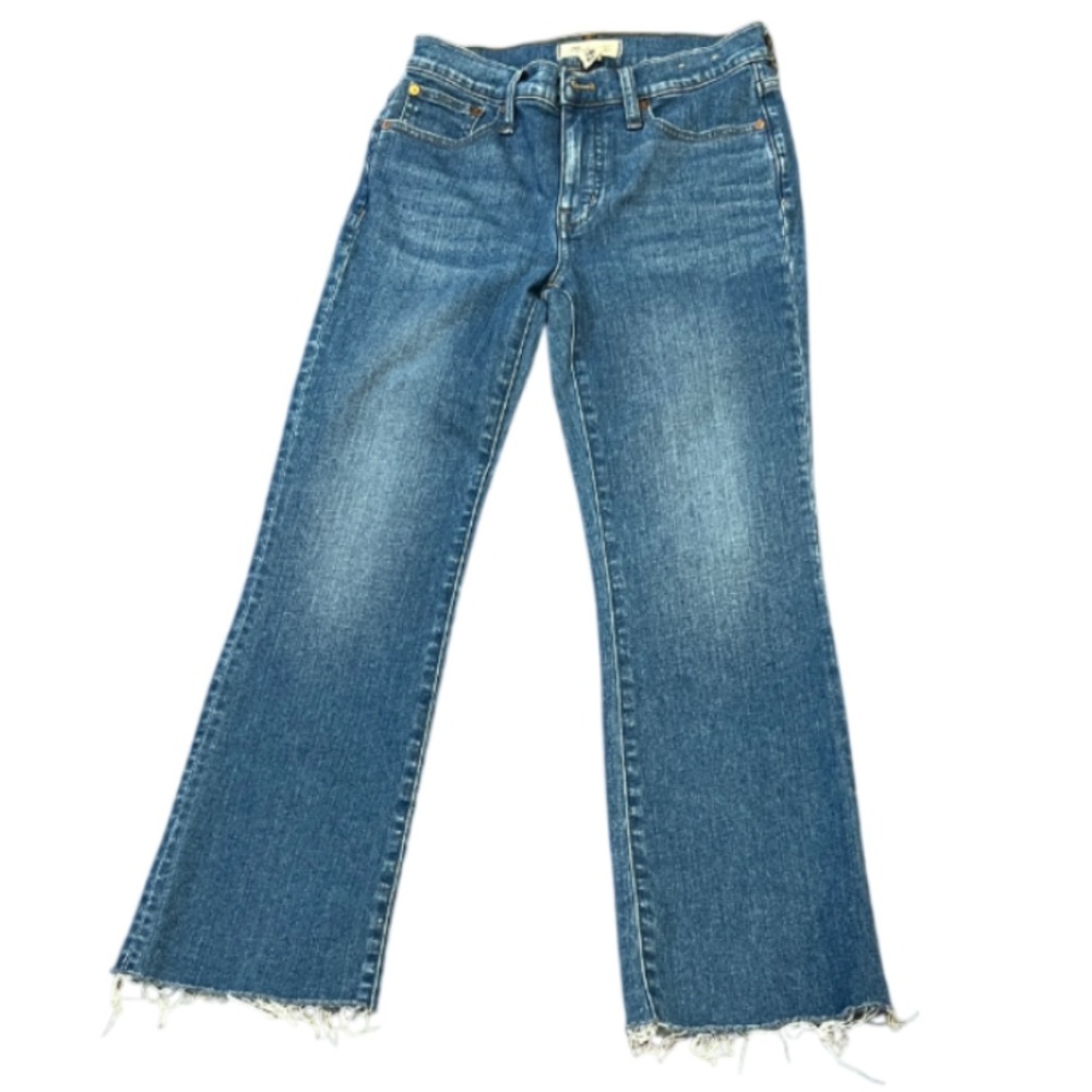 Madewell Mid-Rise Kick Out Jeans Frayed Cuffs Size 25 Waist Flare Cropped